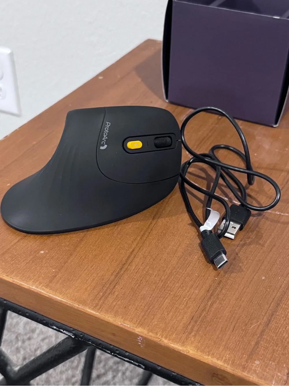 ProtoArc Ergonomic Vertical Mouse in Black with Orange Accent